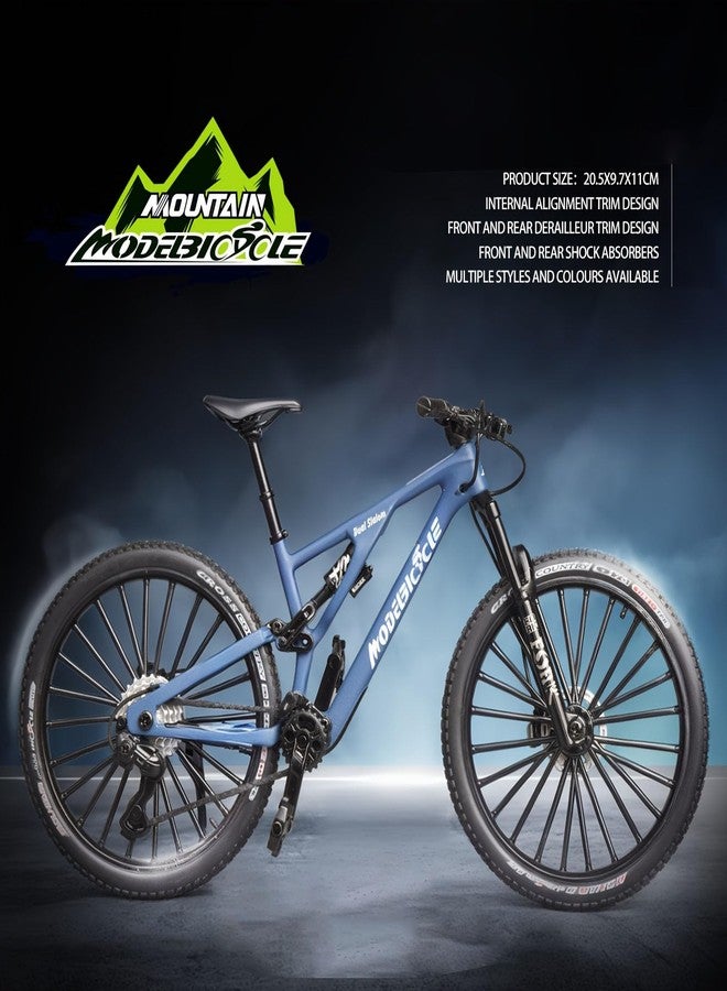 Kuasting 1:8 Scale Alloy Mini Mountain Bike Toy DS Dual Slalom Bicycle Model Die-Cast Bike Cake Topper Desktop Decoration Crafts for Cycling Lovers Bicycle Racers Athletes Children Boys and Girls (Blue) - Image 3